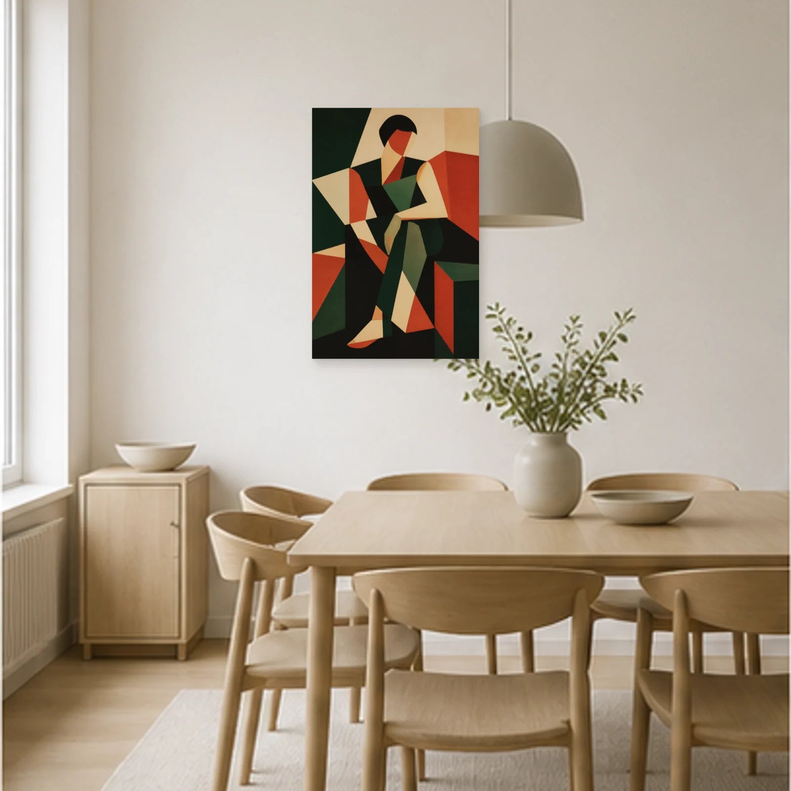 Affiche abstraite - Figure assise dans une salle à manger - Art Virtuoso