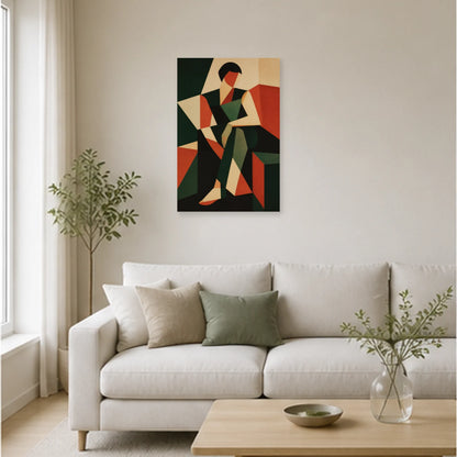 Affiche abstraite - Figure assise dans un salon - Art Virtuoso