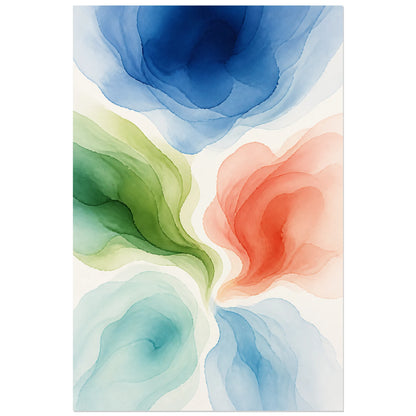 Affiche abstraite - Floraison d’eau, aquarelle abstraite en halos controles verticale, format 40 × 60 cm