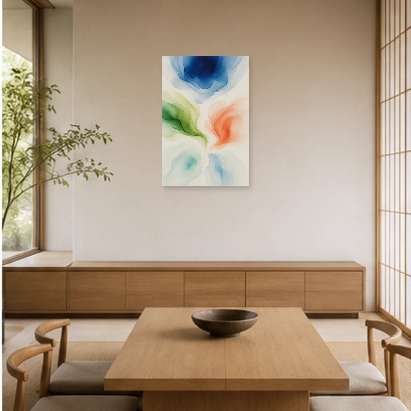 Affiche abstraite - Floraison d’eau dans une salle à manger - Art Virtuoso
