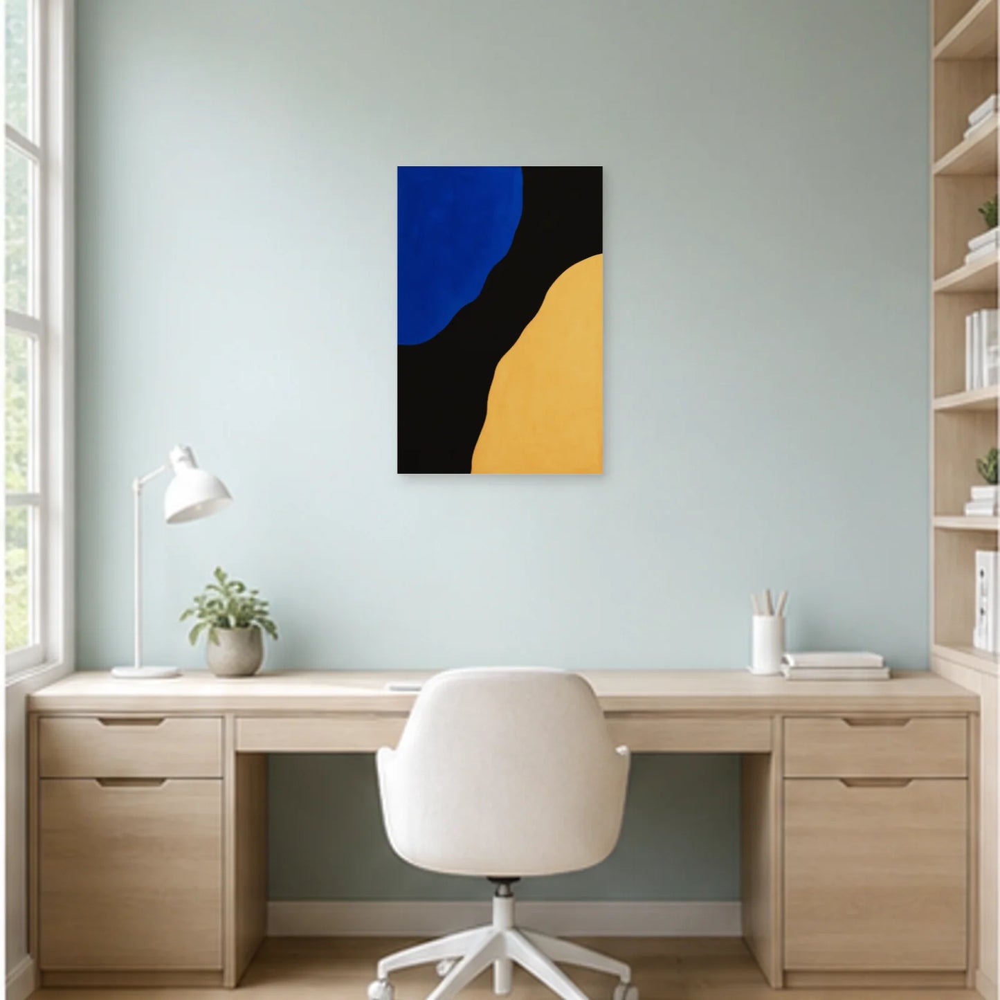 Affiche abstraite - Fond noir lumineux dans un bureau - Art Virtuoso