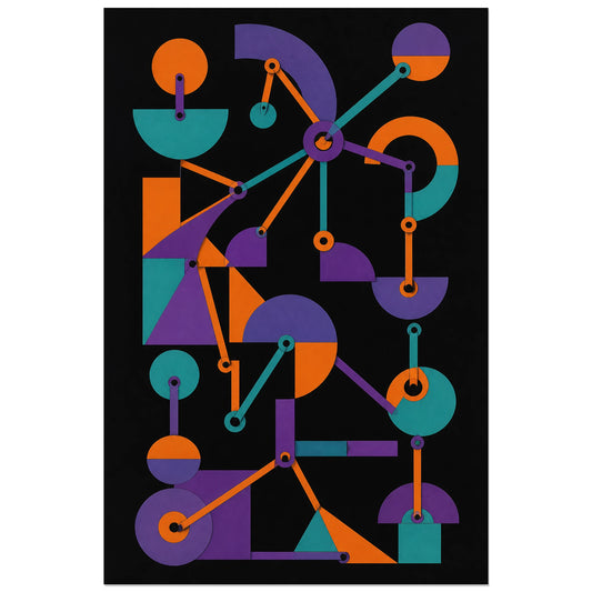 Affiche abstraite - Formes articulées, abstraction geometrique articulee verticale, format 30 × 45 cm