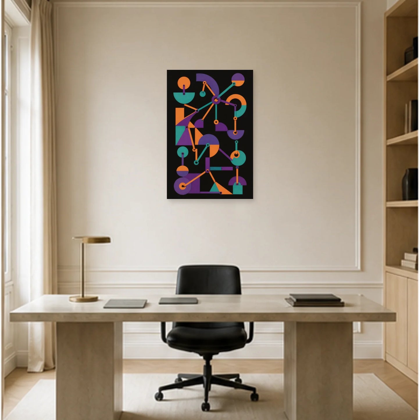 Affiche abstraite - Formes articulées dans un bureau - Art Virtuoso