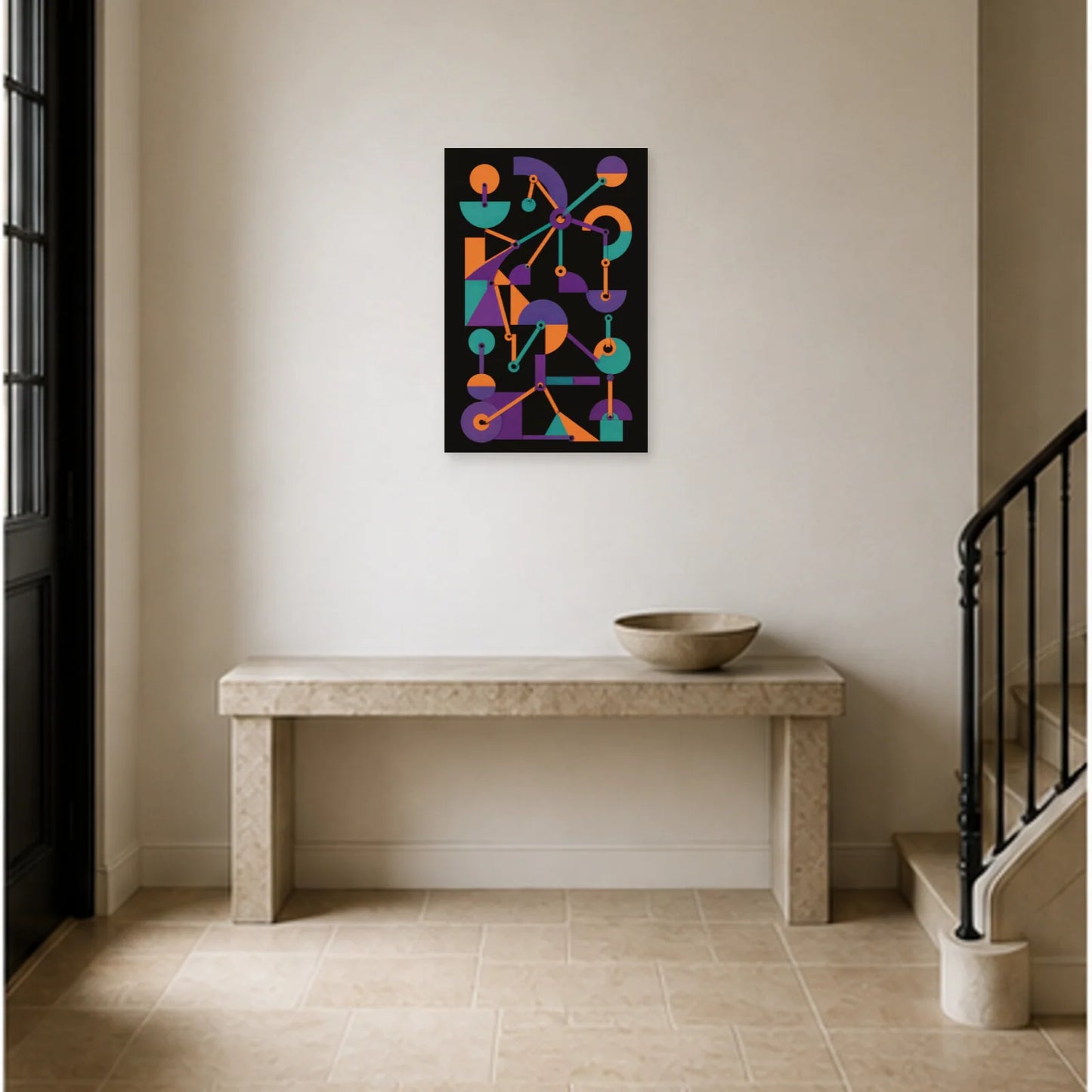 Affiche abstraite - Formes articulées dans une entrée ou un couloir - Art Virtuoso