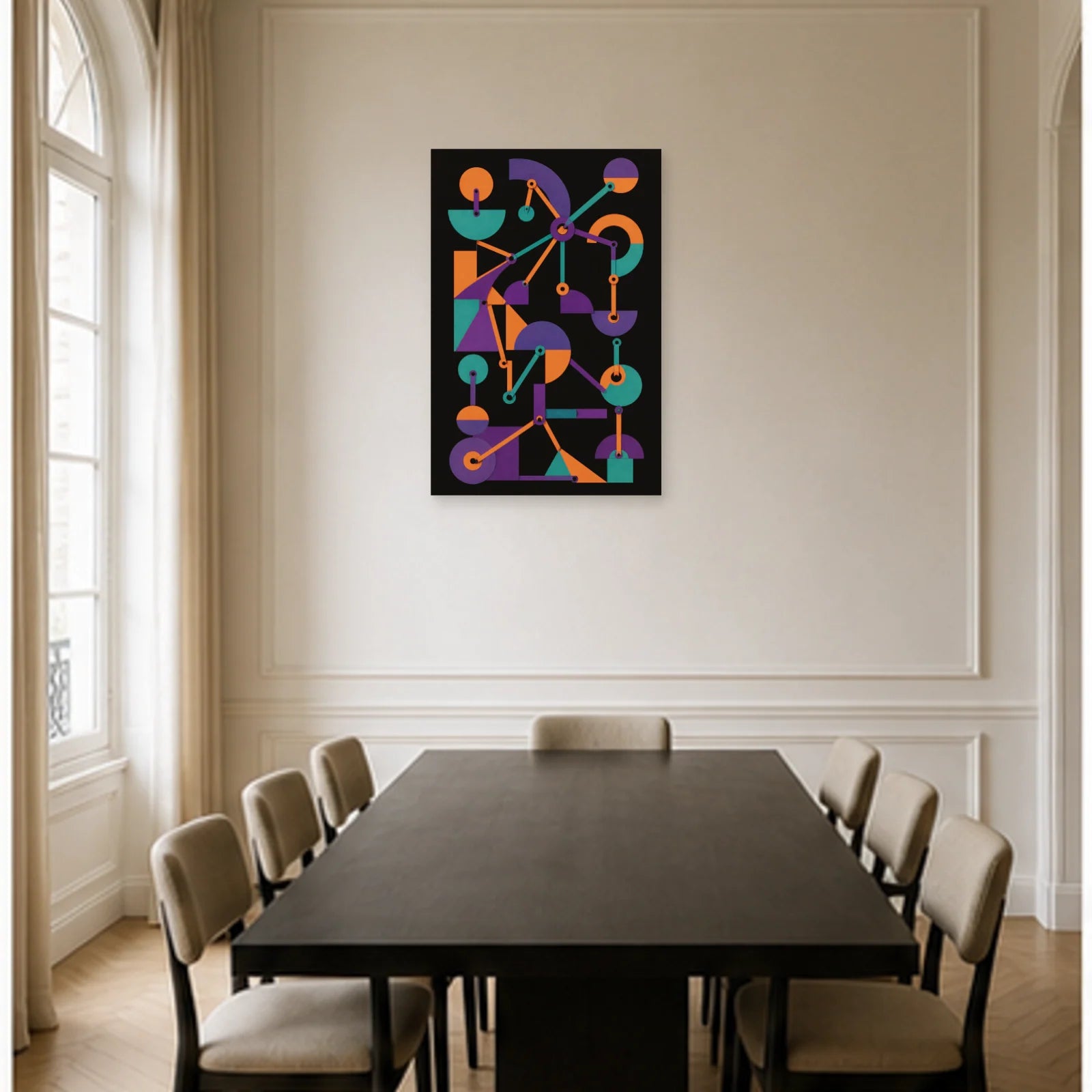 Affiche abstraite - Formes articulées dans une salle à manger - Art Virtuoso