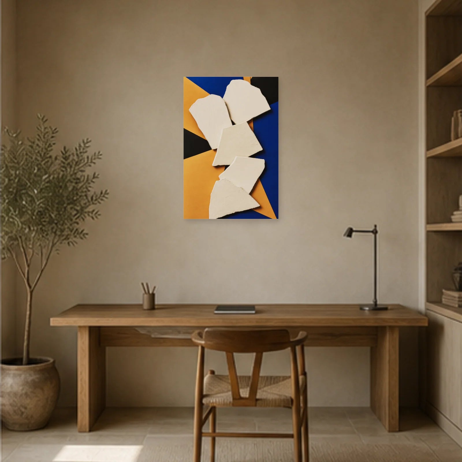 Affiche abstraite - Fragments de plâtre dans un bureau - Art Virtuoso