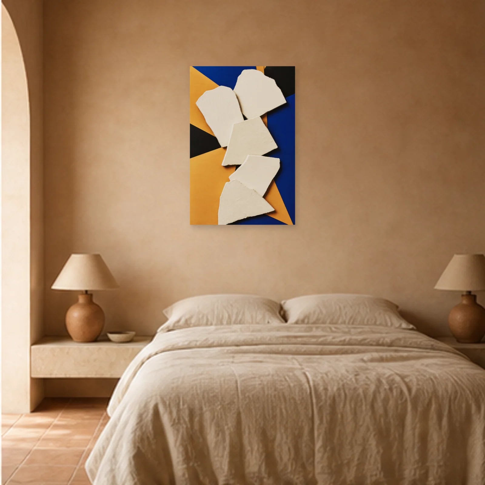 Affiche abstraite - Fragments de plâtre dans une chambre - Art Virtuoso