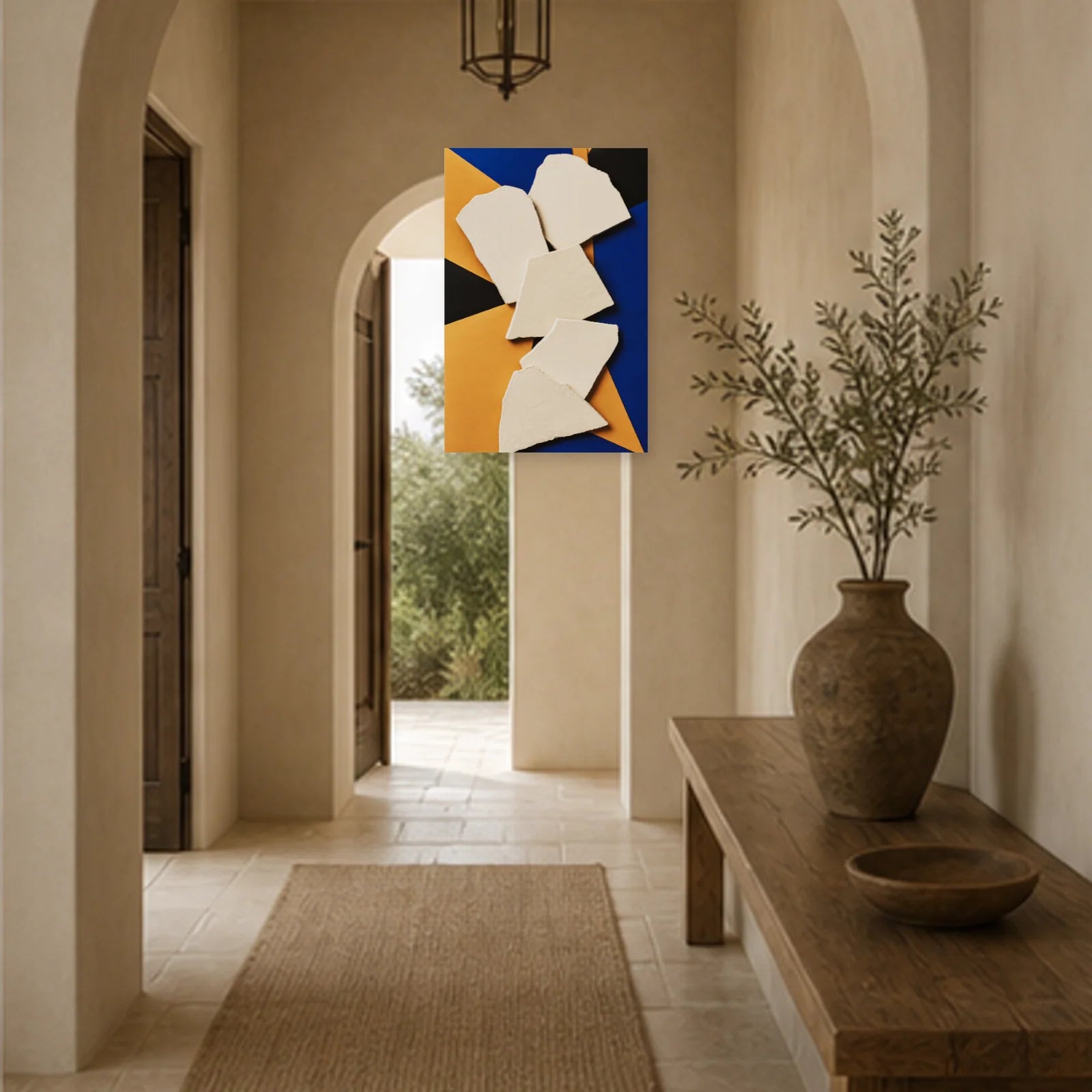 Affiche abstraite - Fragments de plâtre dans une entrée ou un couloir - Art Virtuoso