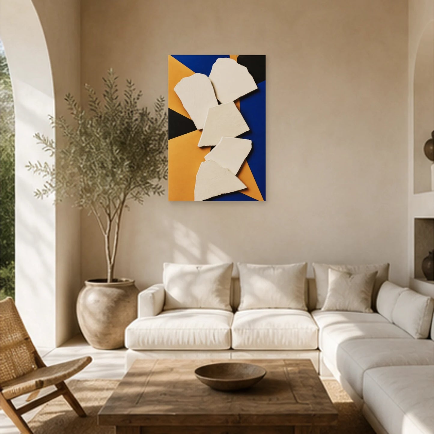 Affiche abstraite - Fragments de plâtre dans un salon - Art Virtuoso