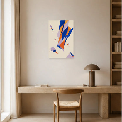 Affiche abstraite - Fragments suspendus dans un bureau - Art Virtuoso