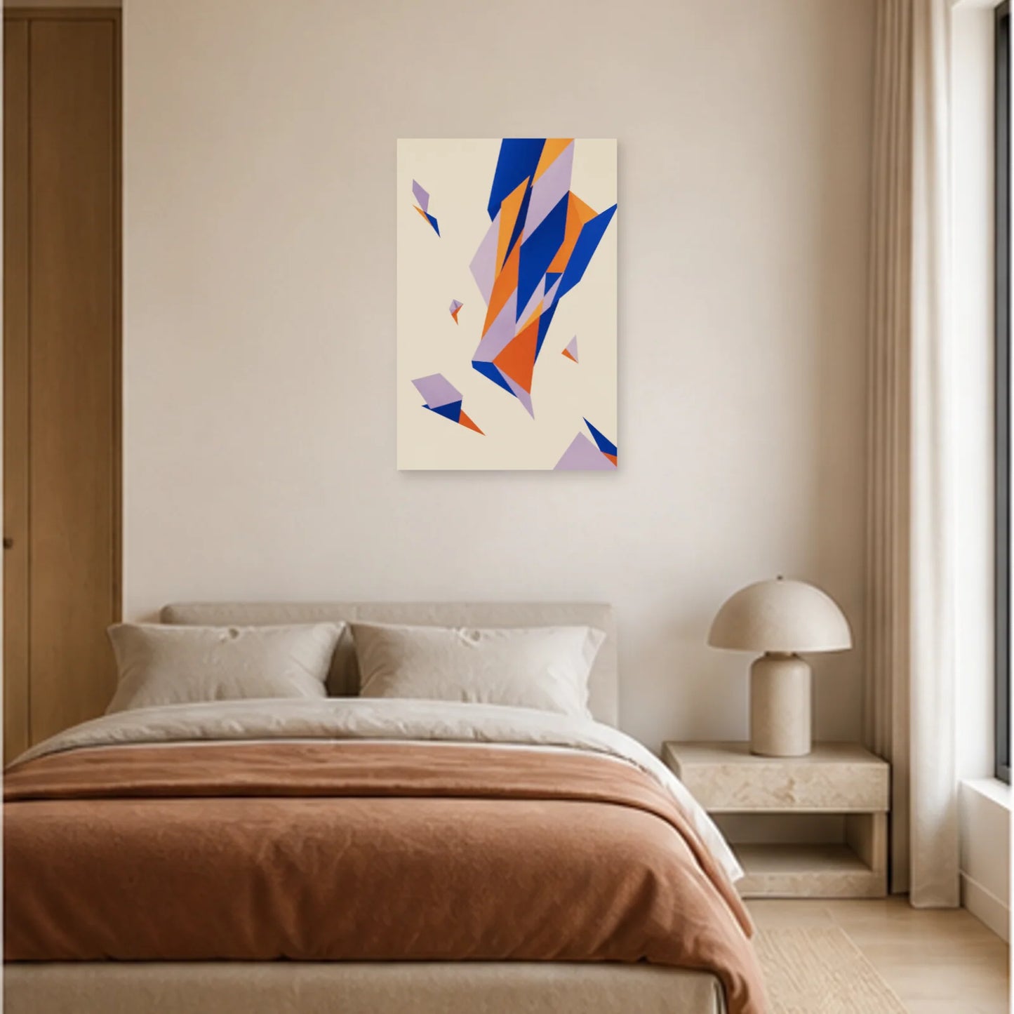 Affiche abstraite - Fragments suspendus dans une chambre - Art Virtuoso