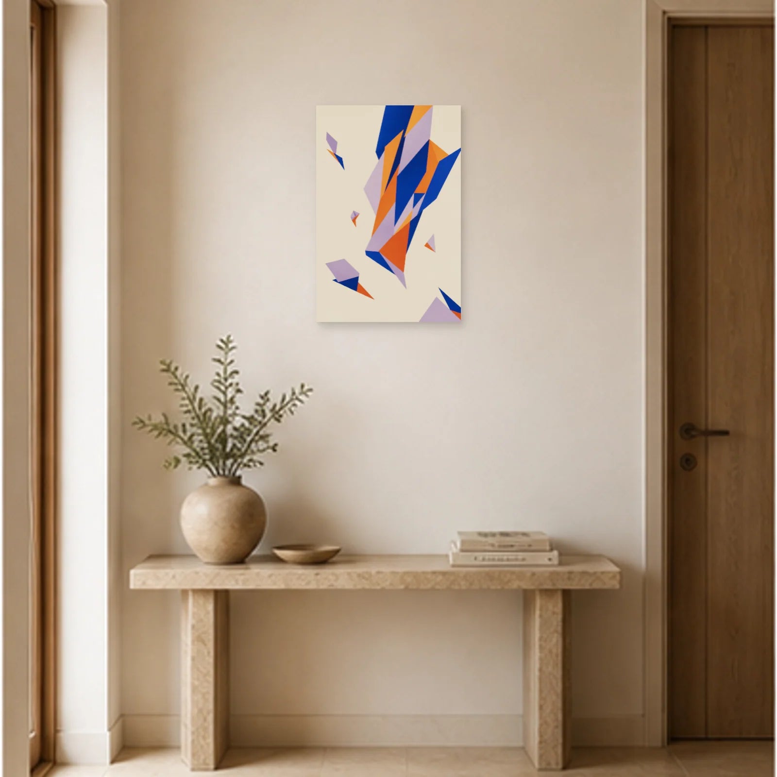 Affiche abstraite - Fragments suspendus dans une entrée ou un couloir - Art Virtuoso