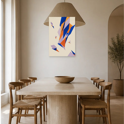 Affiche abstraite - Fragments suspendus dans une salle à manger - Art Virtuoso