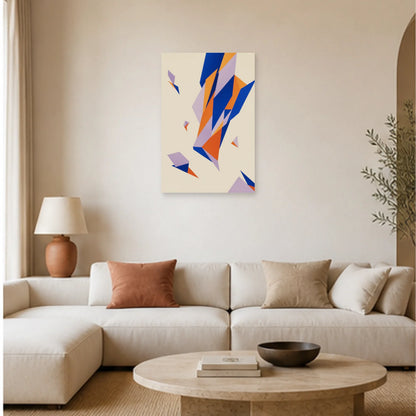 Affiche abstraite - Fragments suspendus dans un salon - Art Virtuoso