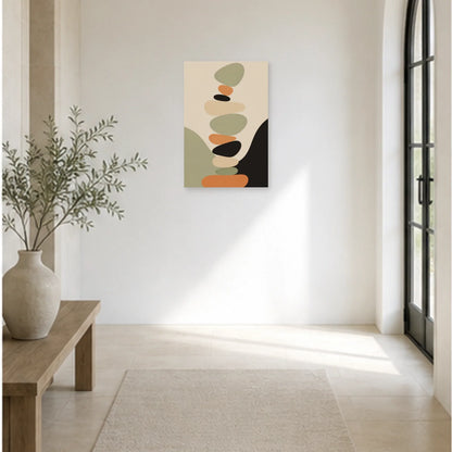 Affiche abstraite - Galets en équilibre dans une entrée ou un couloir - Art Virtuoso