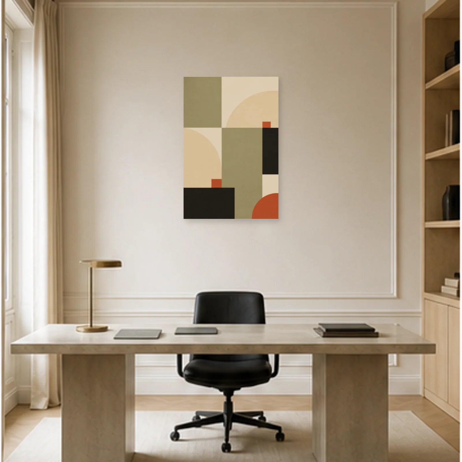 Affiche abstraite - Géométrie scandinave dans un bureau - Art Virtuoso