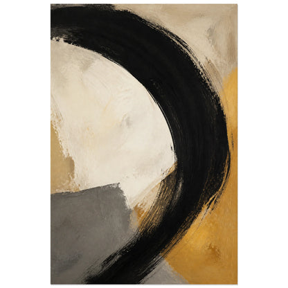 Affiche abstraite - Grand geste noir, peinture gestuelle au grand pinceau verticale, format 60 × 90 cm