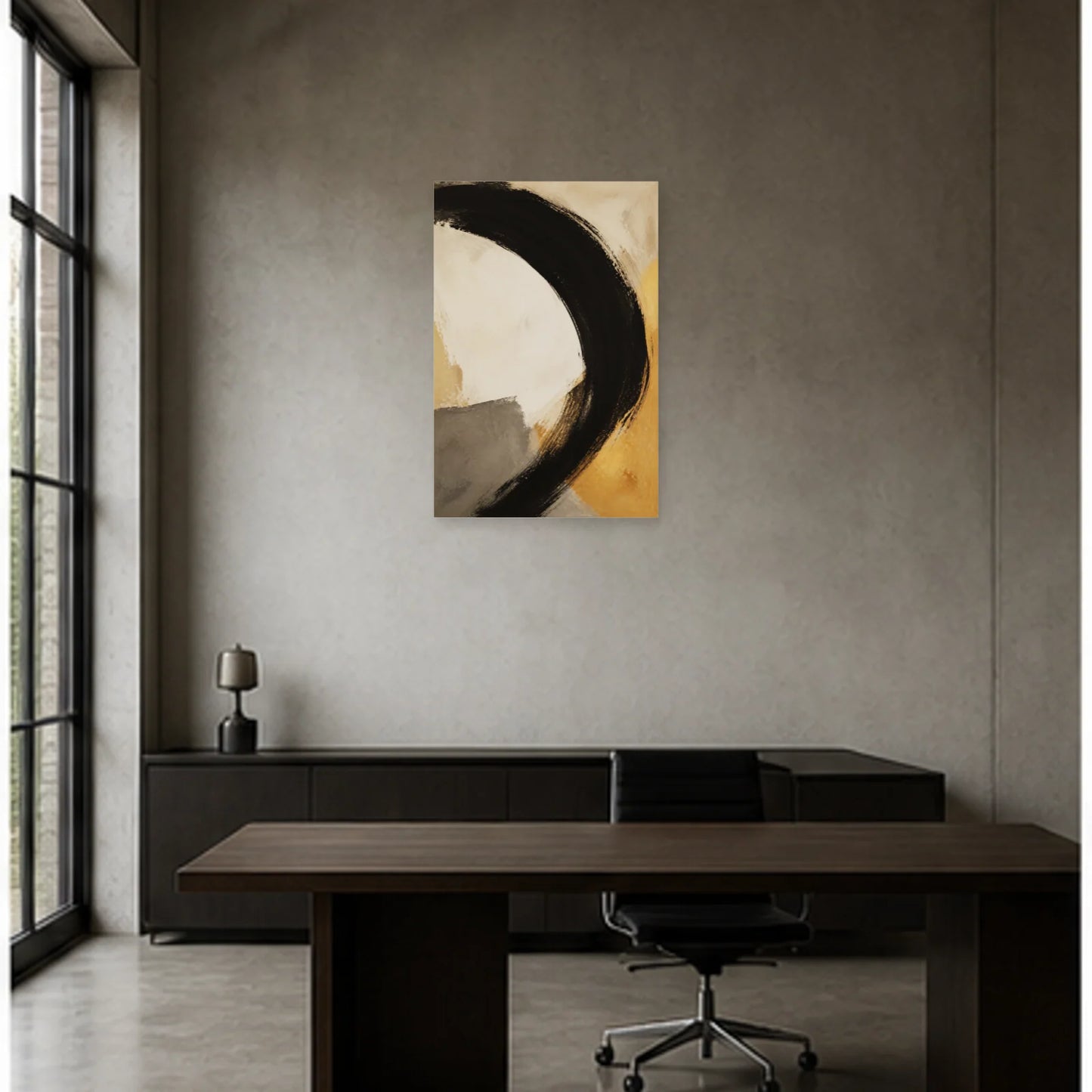 Affiche abstraite - Grand geste noir dans un bureau - Art Virtuoso