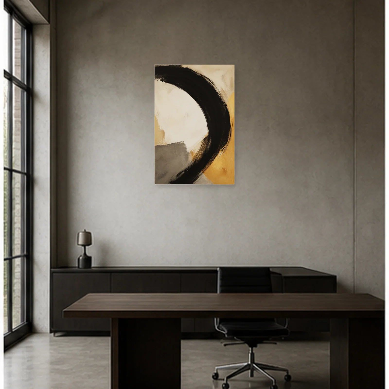 Affiche abstraite - Grand geste noir dans un bureau - Art Virtuoso