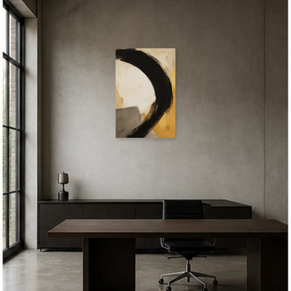 Affiche abstraite - Grand geste noir dans un bureau - Art Virtuoso