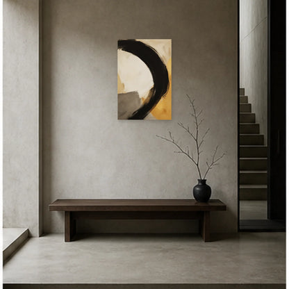 Affiche abstraite - Grand geste noir dans une entrée ou un couloir - Art Virtuoso