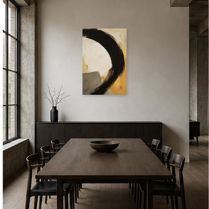 Affiche abstraite - Grand geste noir dans une salle à manger - Art Virtuoso