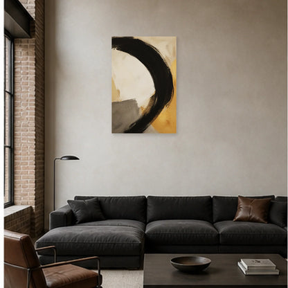 Affiche abstraite - Grand geste noir dans un salon - Art Virtuoso