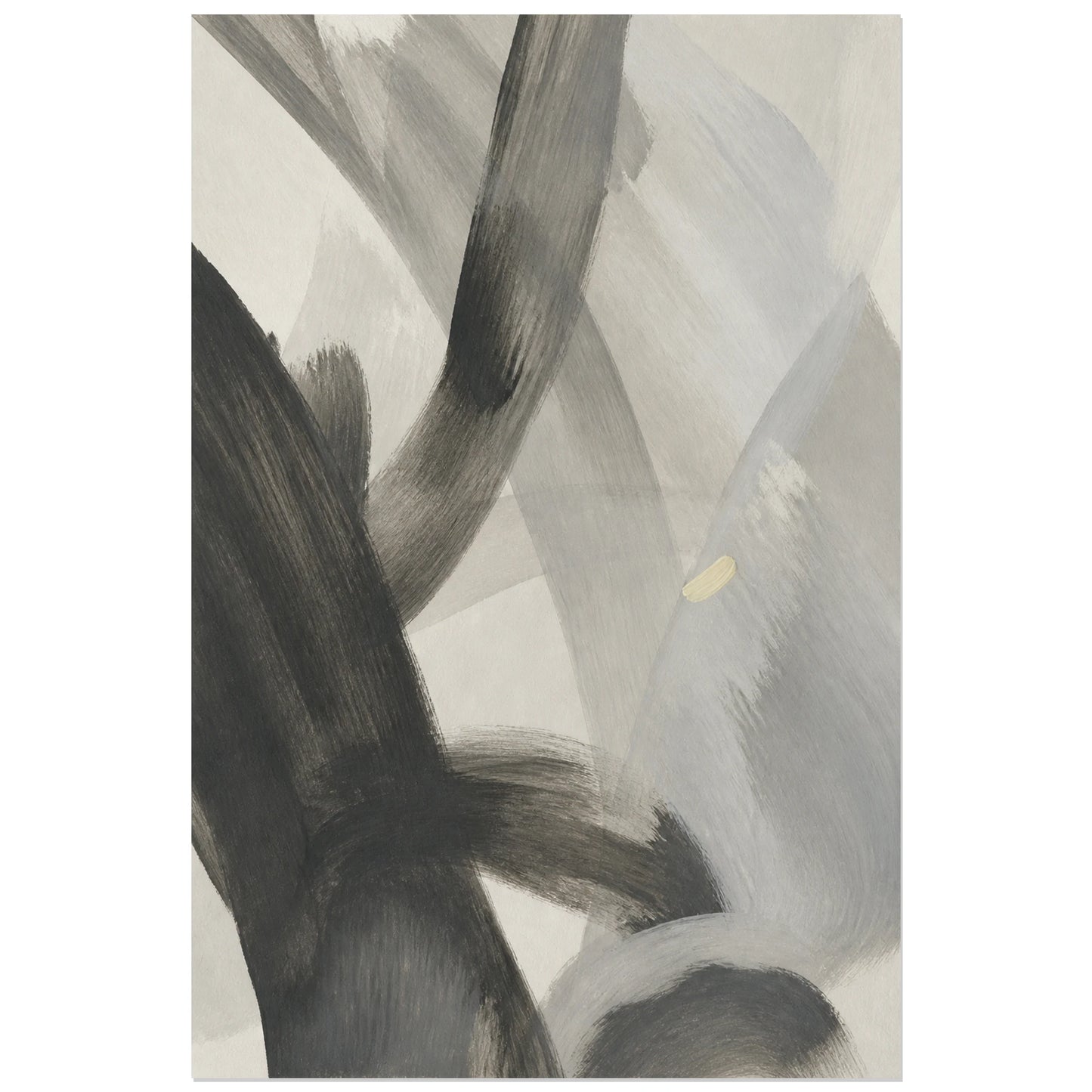 Affiche abstraite - Graphite vivant, abstraction gestuelle au graphite et lavis verticale, format 30 × 45 cm