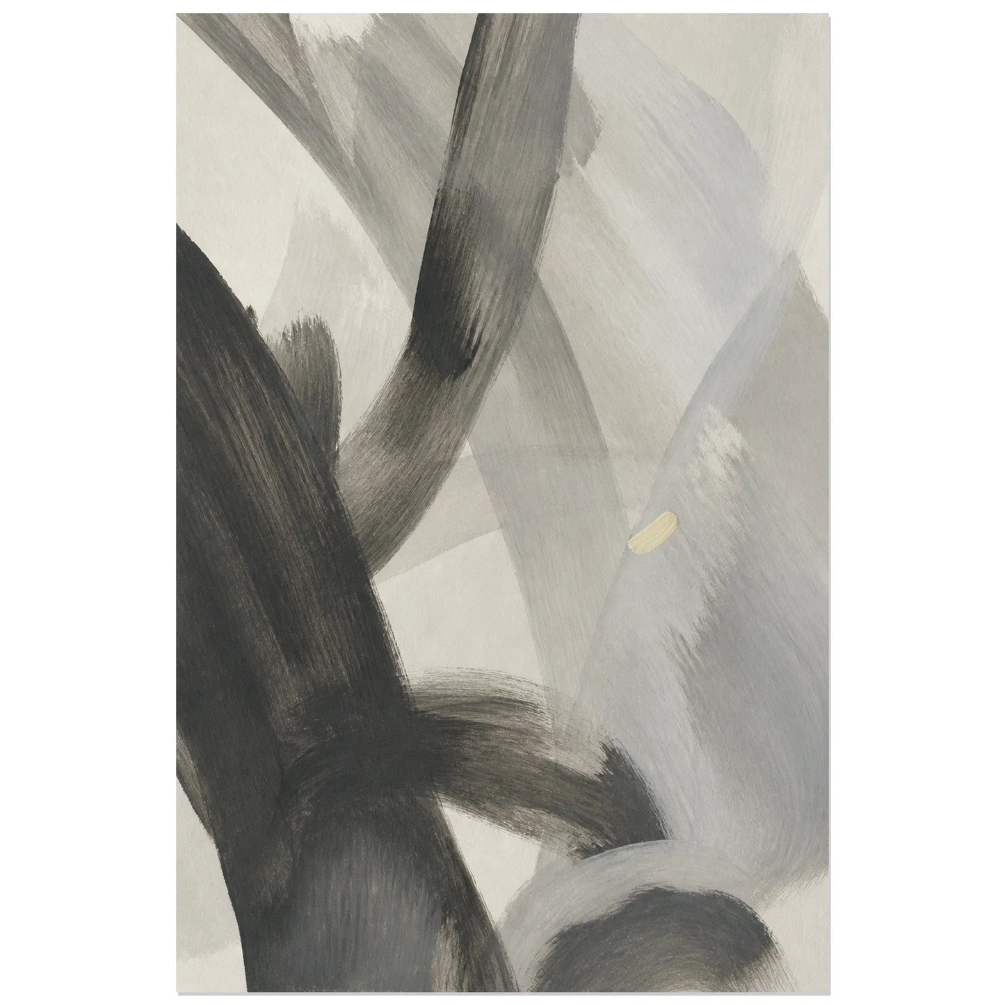Affiche abstraite - Graphite vivant, abstraction gestuelle au graphite et lavis verticale, format 40 × 60 cm