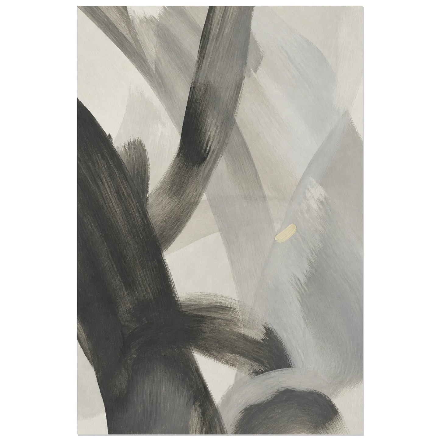 Affiche abstraite - Graphite vivant, abstraction gestuelle au graphite et lavis verticale, format 60 × 90 cm