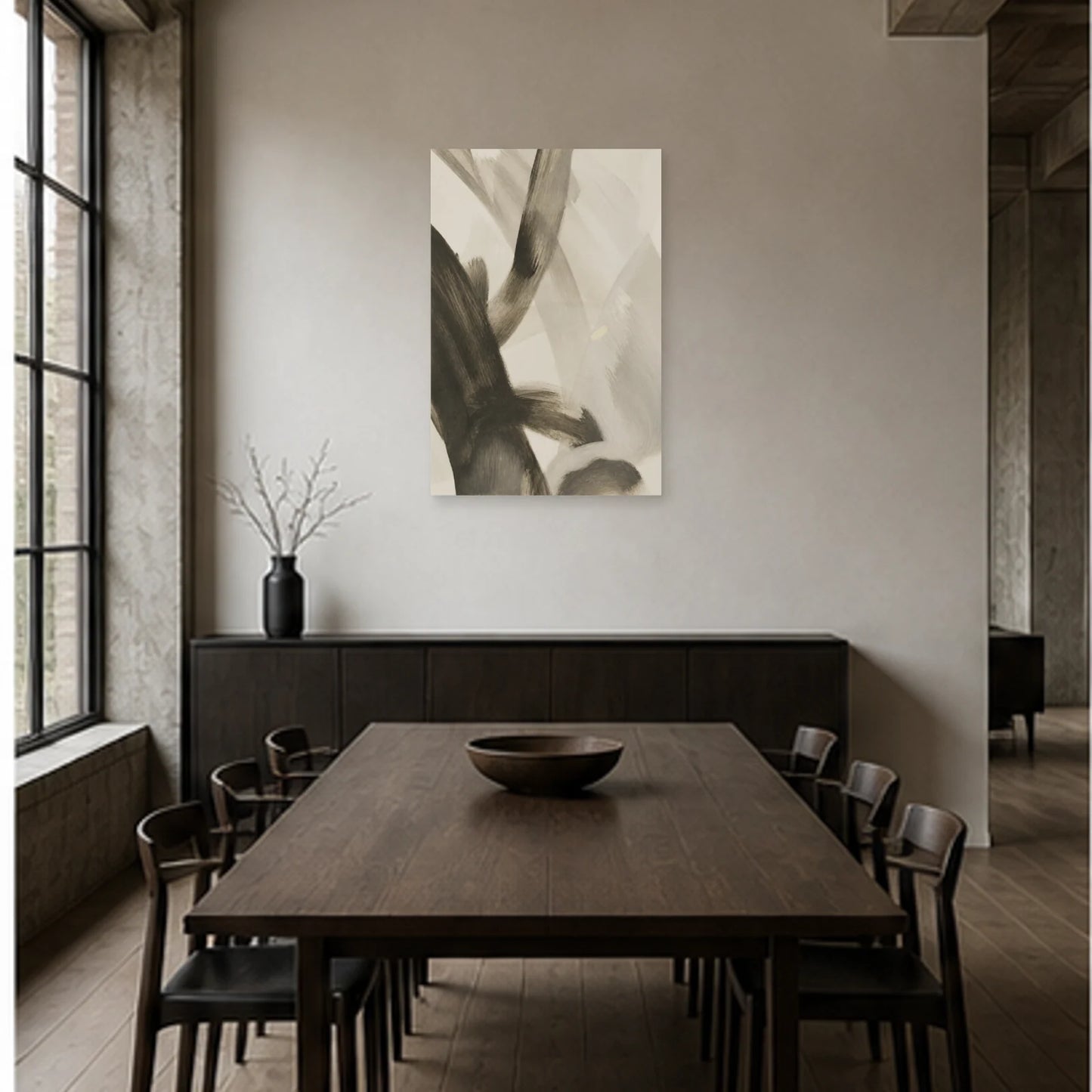 Affiche abstraite - Graphite vivant dans une salle à manger - Art Virtuoso