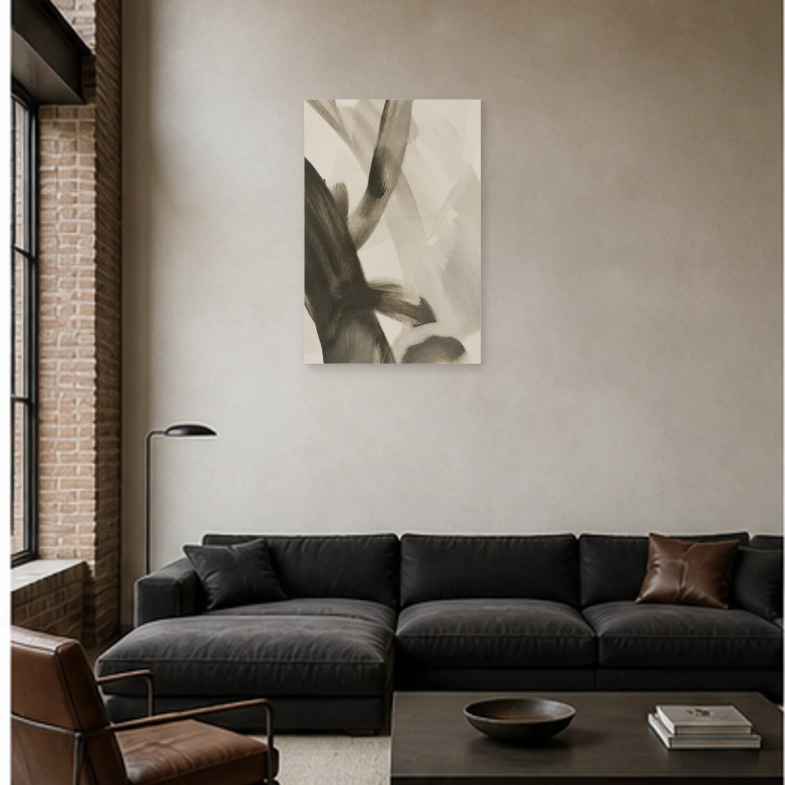Affiche abstraite - Graphite vivant dans un salon - Art Virtuoso