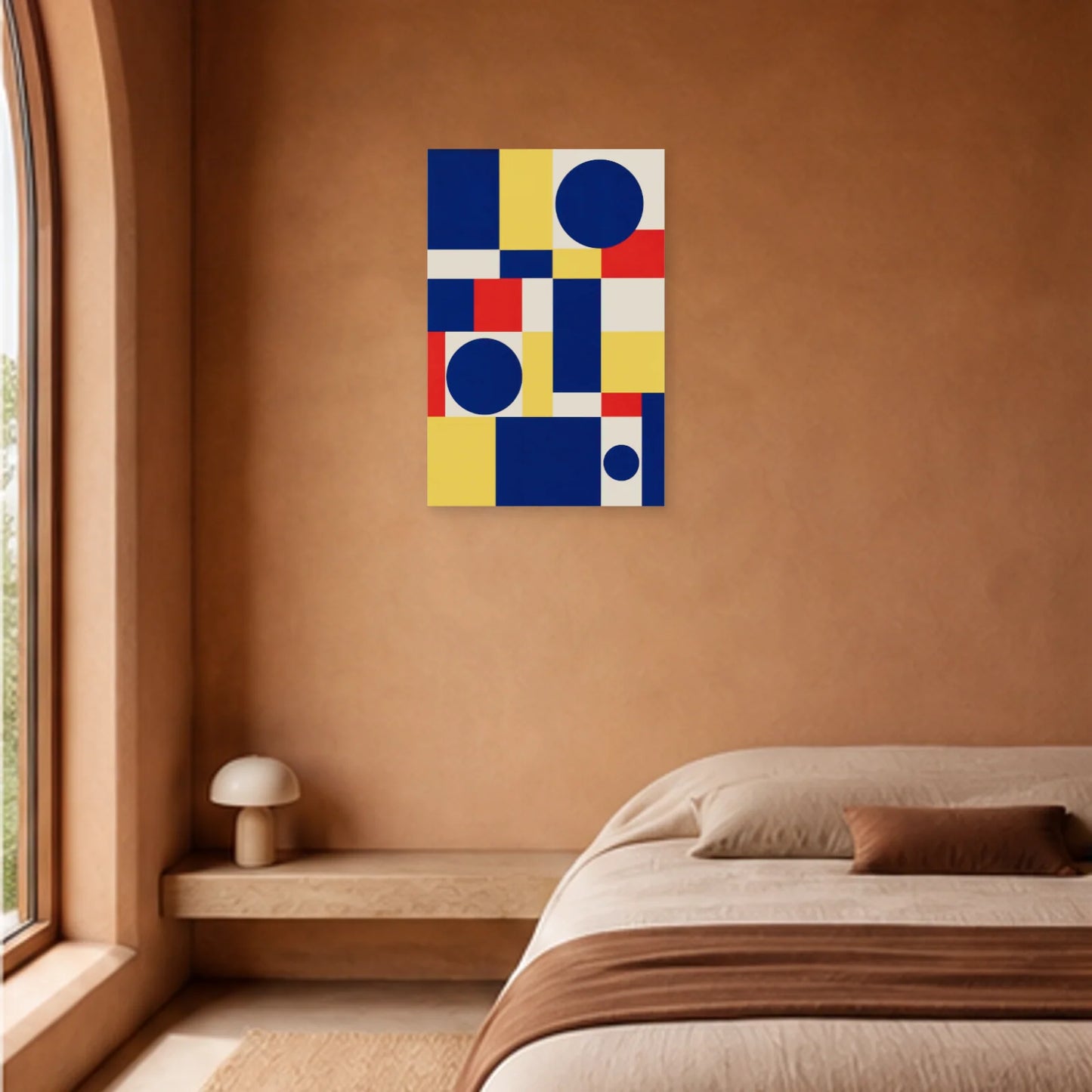 Affiche abstraite - Grille cobalt dans une chambre - Art Virtuoso