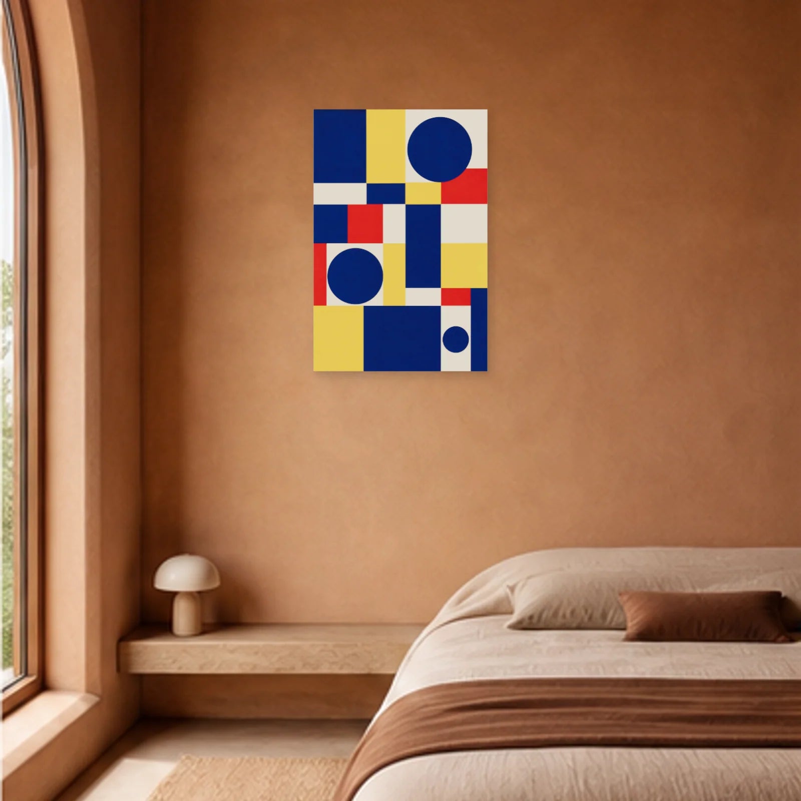 Affiche abstraite - Grille cobalt dans une chambre - Art Virtuoso