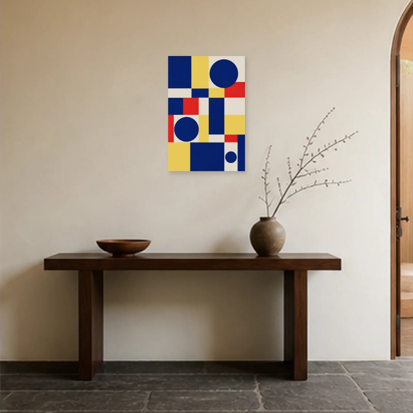 Affiche abstraite - Grille cobalt dans une entrée ou un couloir - Art Virtuoso