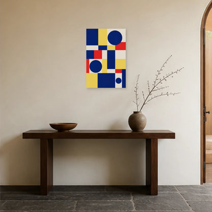 Affiche abstraite - Grille cobalt dans une entrée ou un couloir - Art Virtuoso