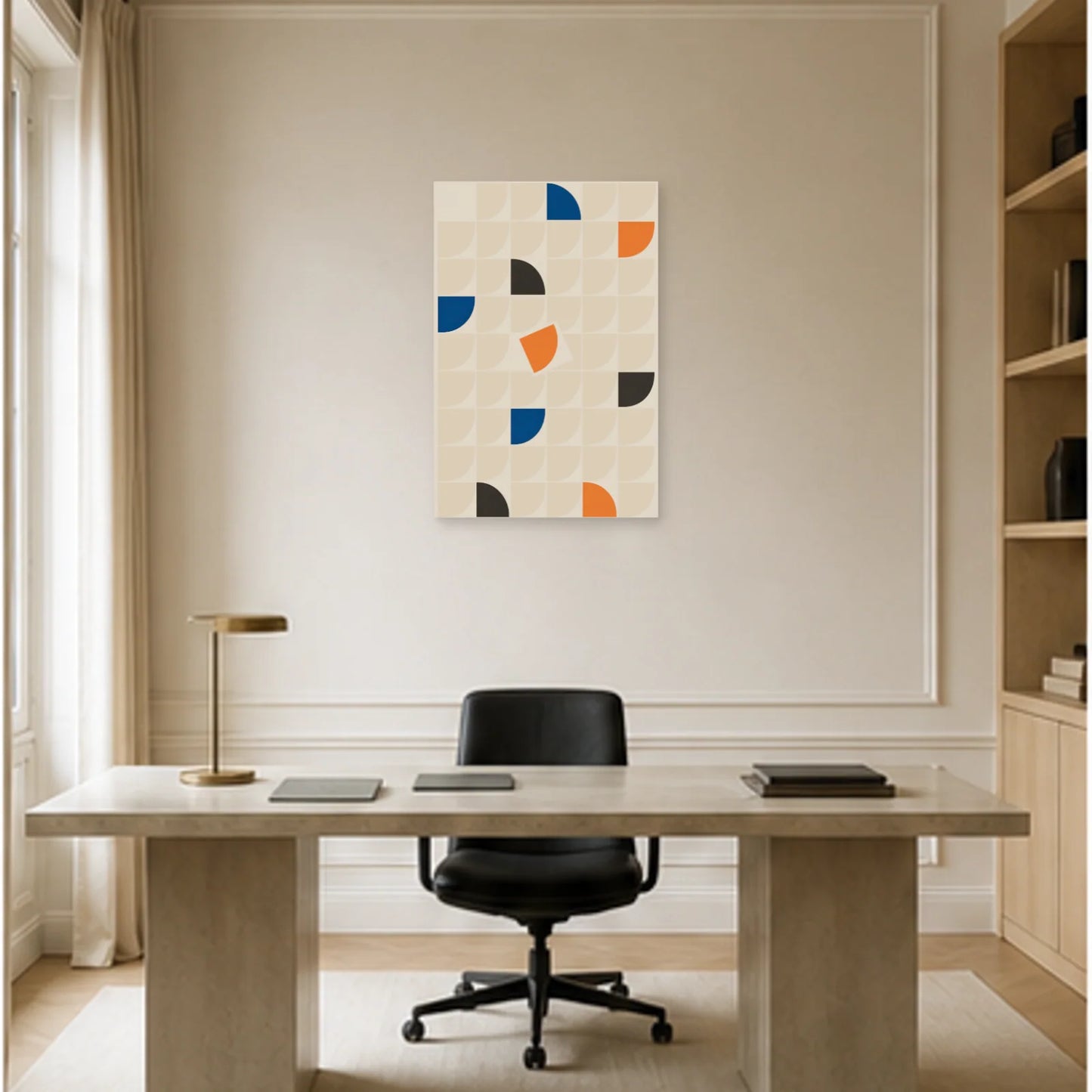 Affiche abstraite - Grille modulaire dans un bureau - Art Virtuoso