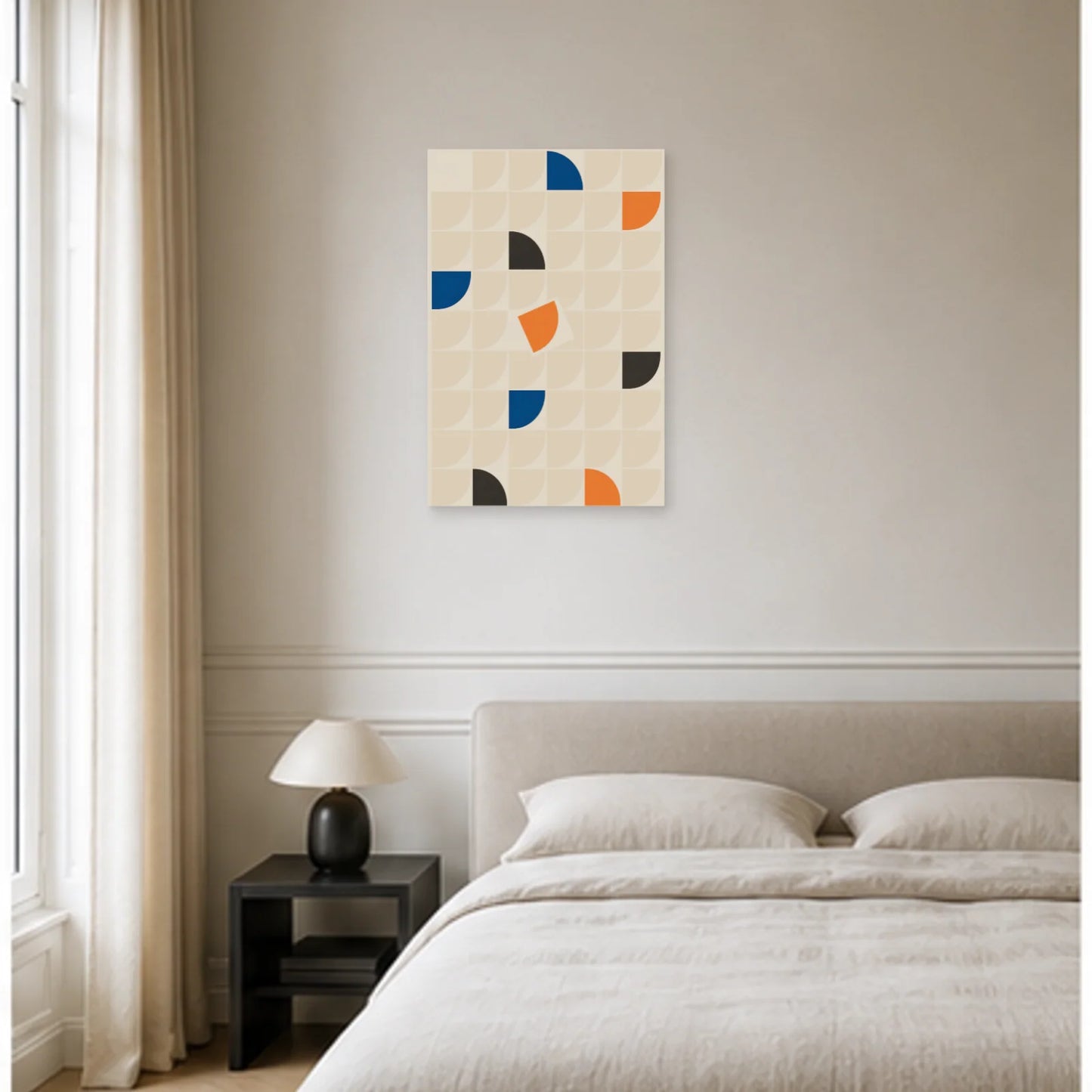 Affiche abstraite - Grille modulaire dans une chambre - Art Virtuoso
