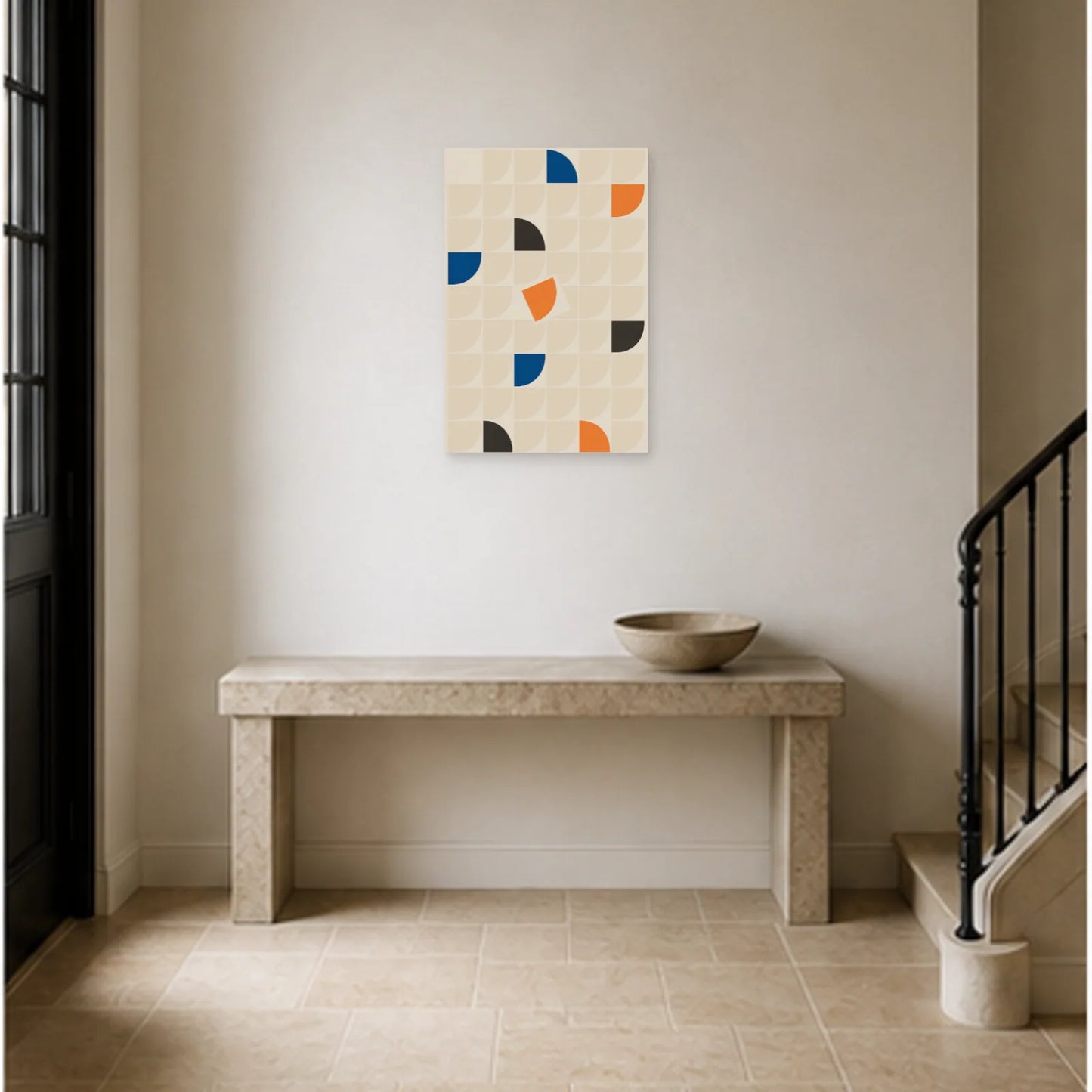 Affiche abstraite - Grille modulaire dans une entrée ou un couloir - Art Virtuoso