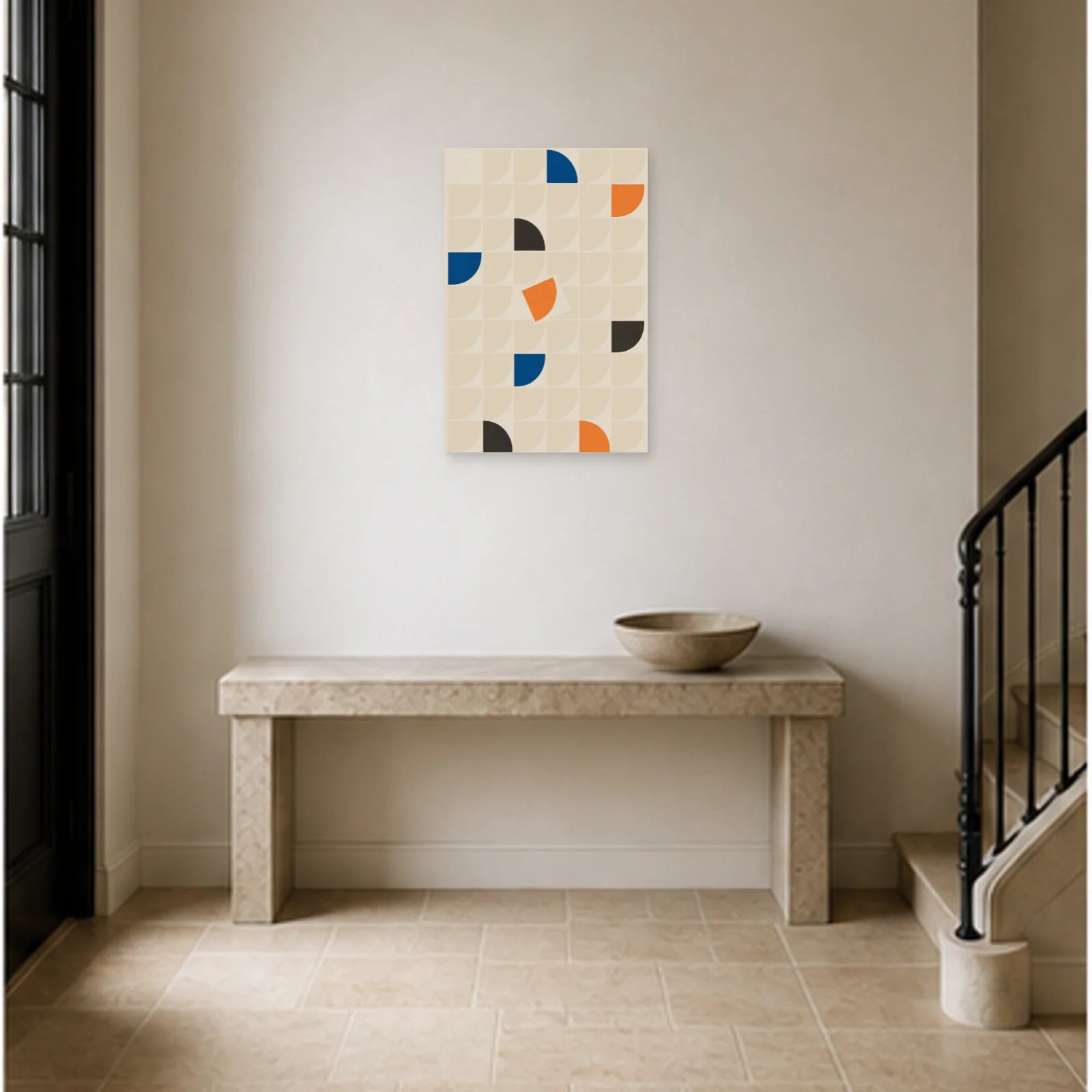 Affiche abstraite - Grille modulaire dans une entrée ou un couloir - Art Virtuoso