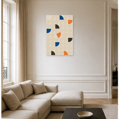 Affiche abstraite - Grille modulaire dans un salon - Art Virtuoso