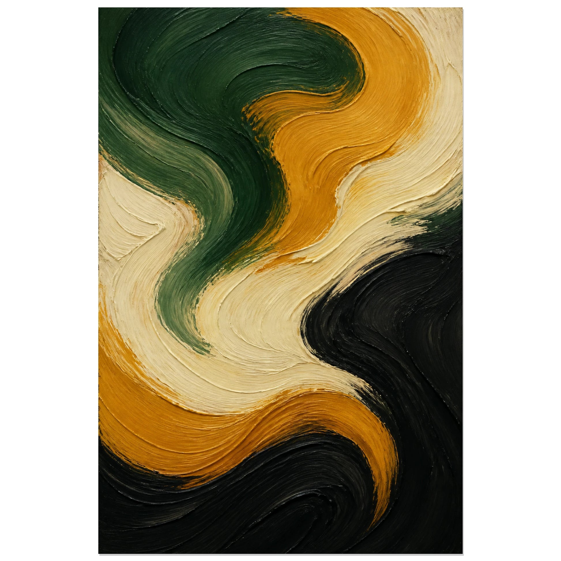 Affiche abstraite - Huile en mouvement, peinture abstraite a l huile en empatement verticale, format 30 × 45 cm