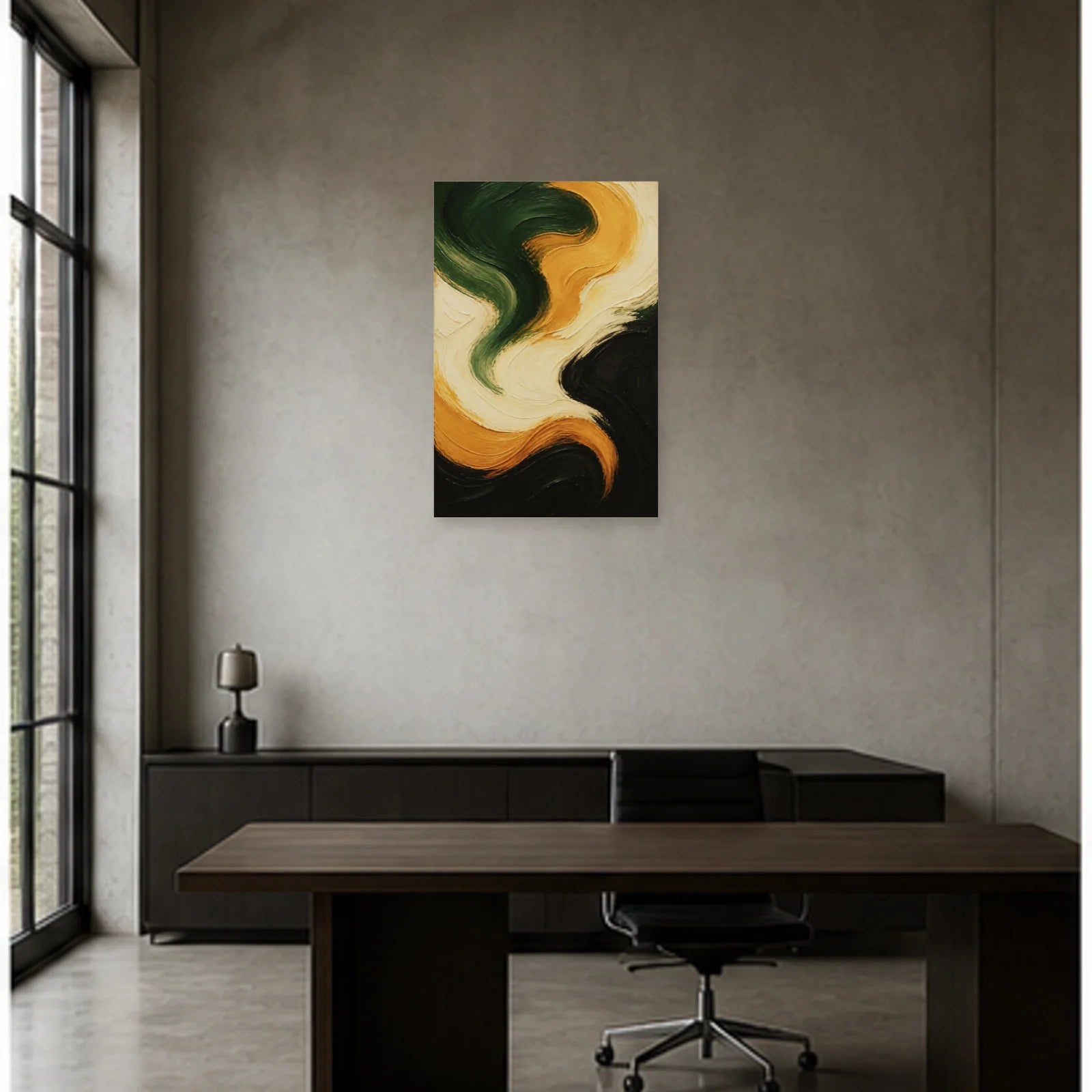 Affiche abstraite - Huile en mouvement dans un bureau - Art Virtuoso