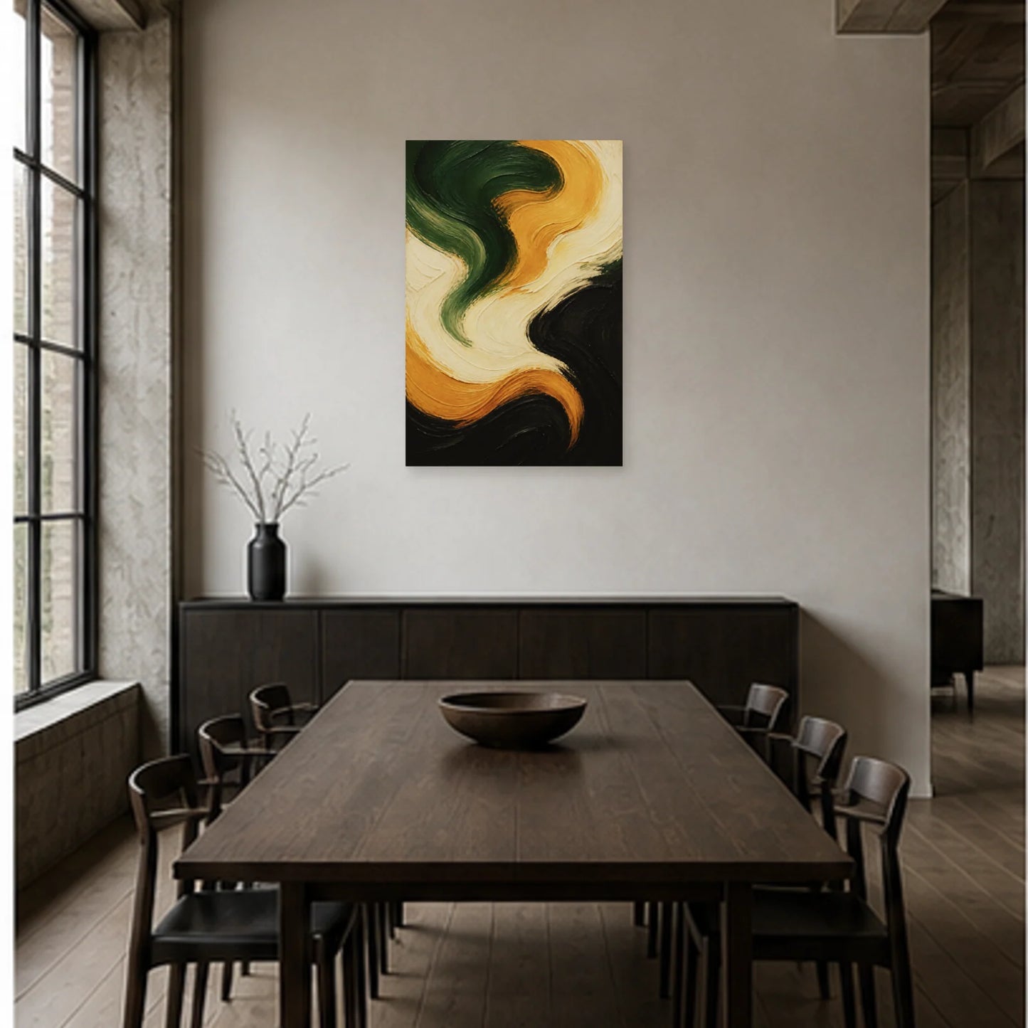 Affiche abstraite - Huile en mouvement dans une salle à manger - Art Virtuoso