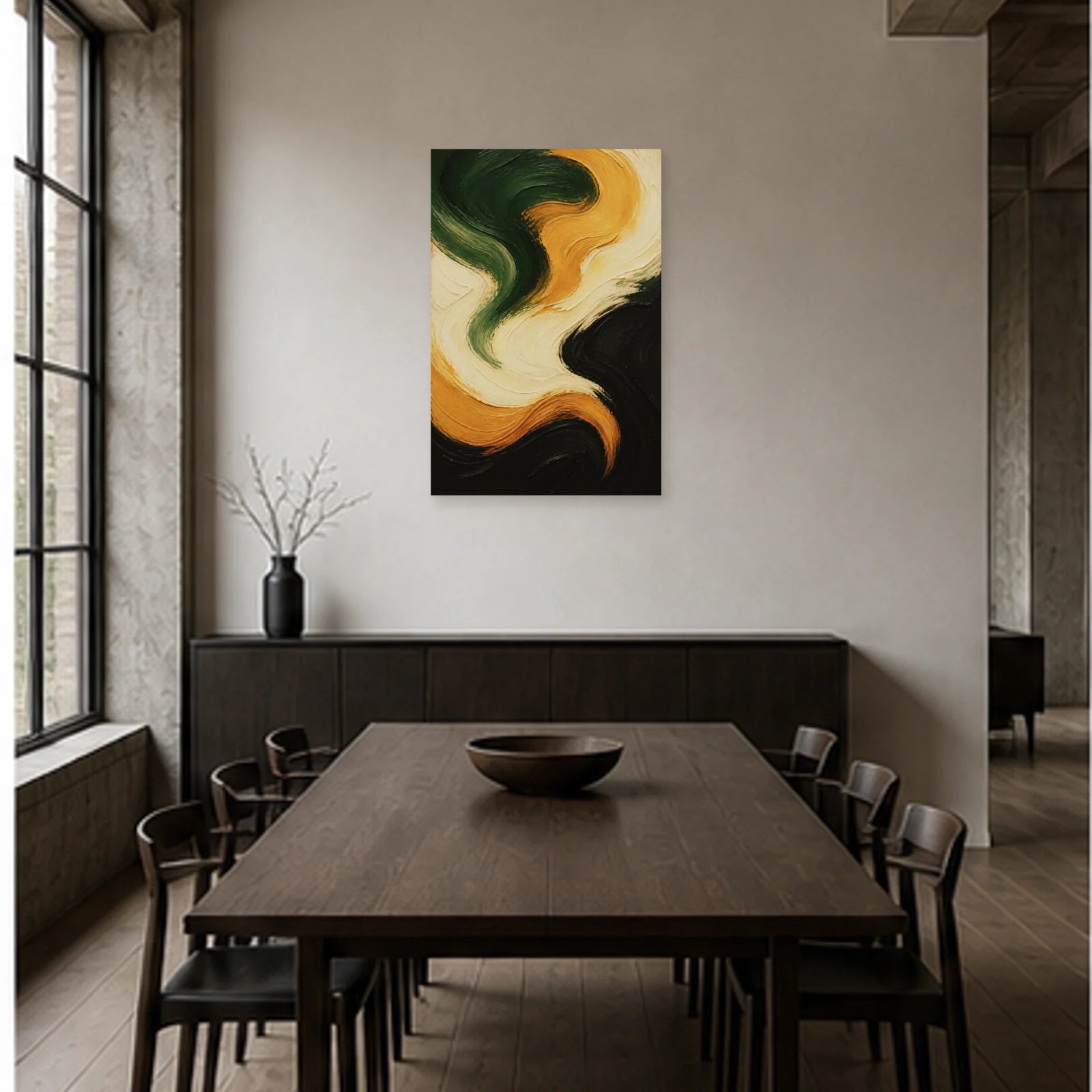 Affiche abstraite - Huile en mouvement dans une salle à manger - Art Virtuoso