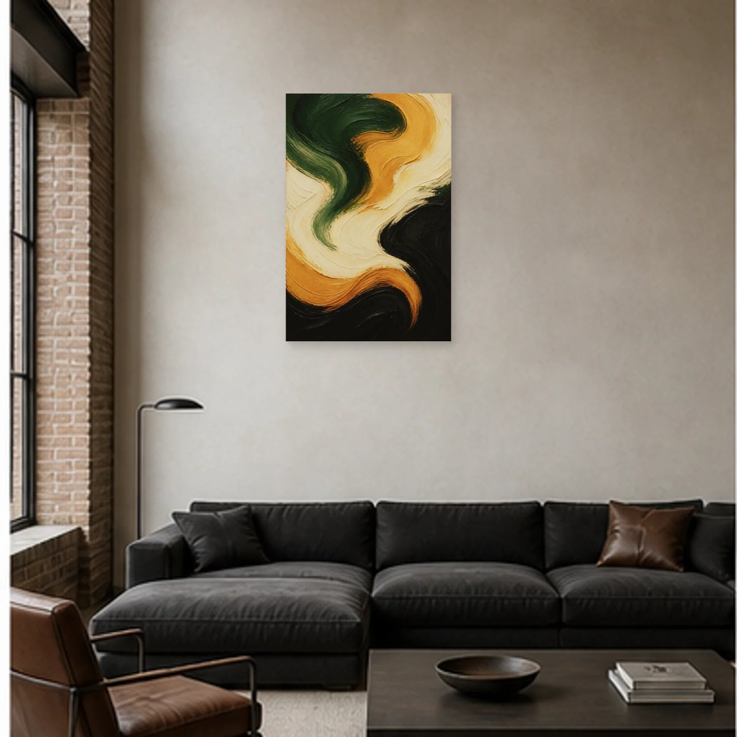 Affiche abstraite - Huile en mouvement dans un salon - Art Virtuoso