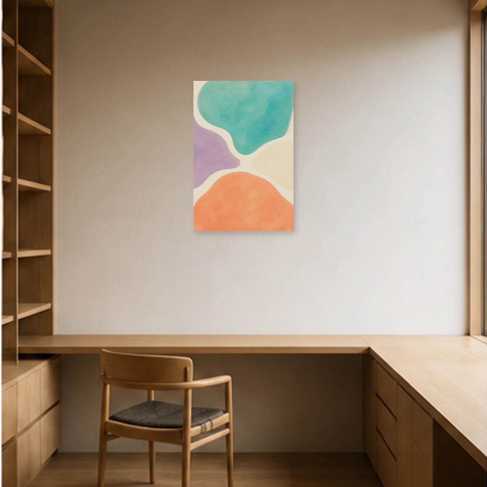 Affiche abstraite - Îles souples dans un bureau - Art Virtuoso