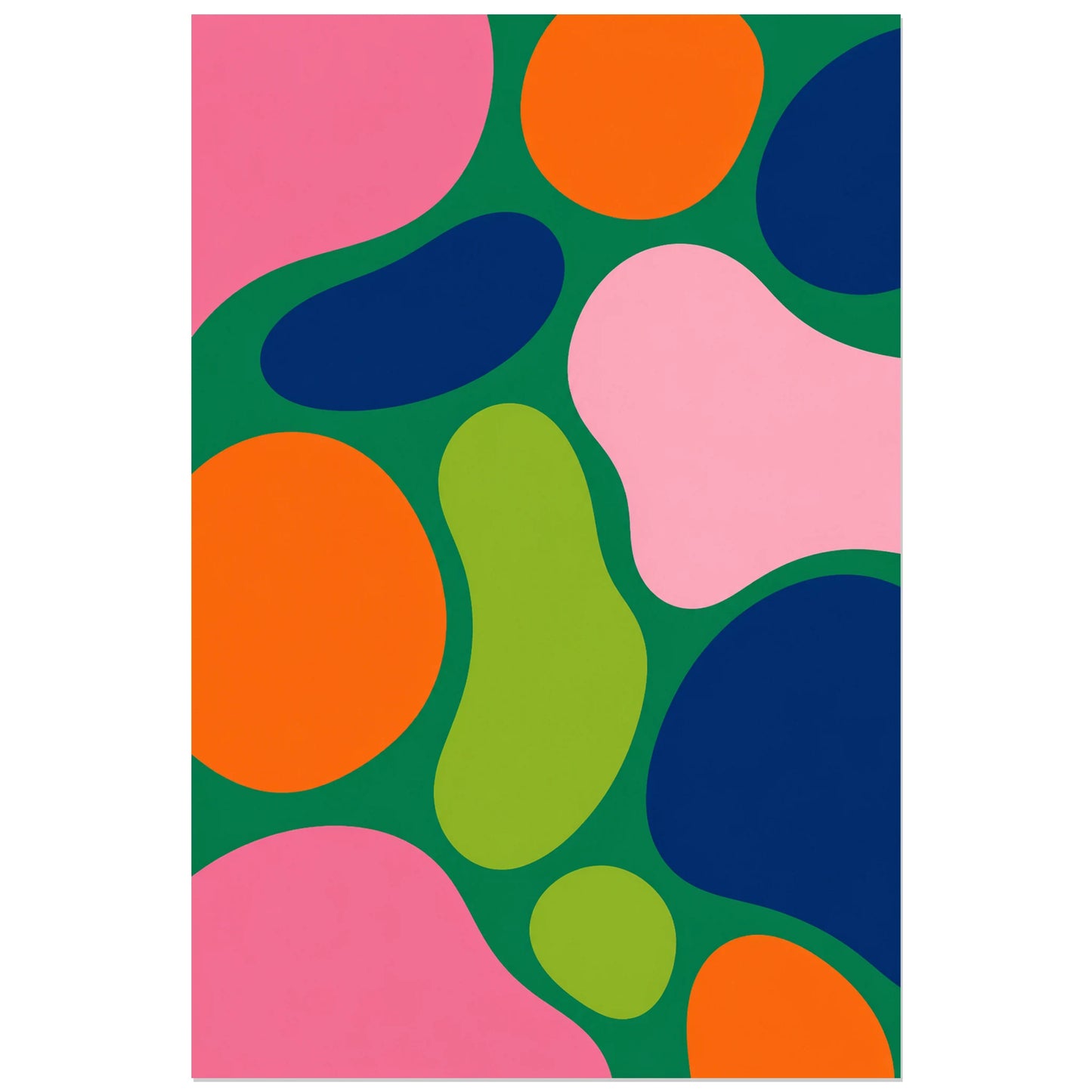 Affiche abstraite - Jardin cellulaire, abstraction biomorphique coloree verticale, format 40 × 60 cm