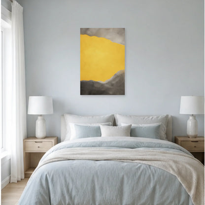 Affiche abstraite - Jaune et gris dans une chambre - Art Virtuoso