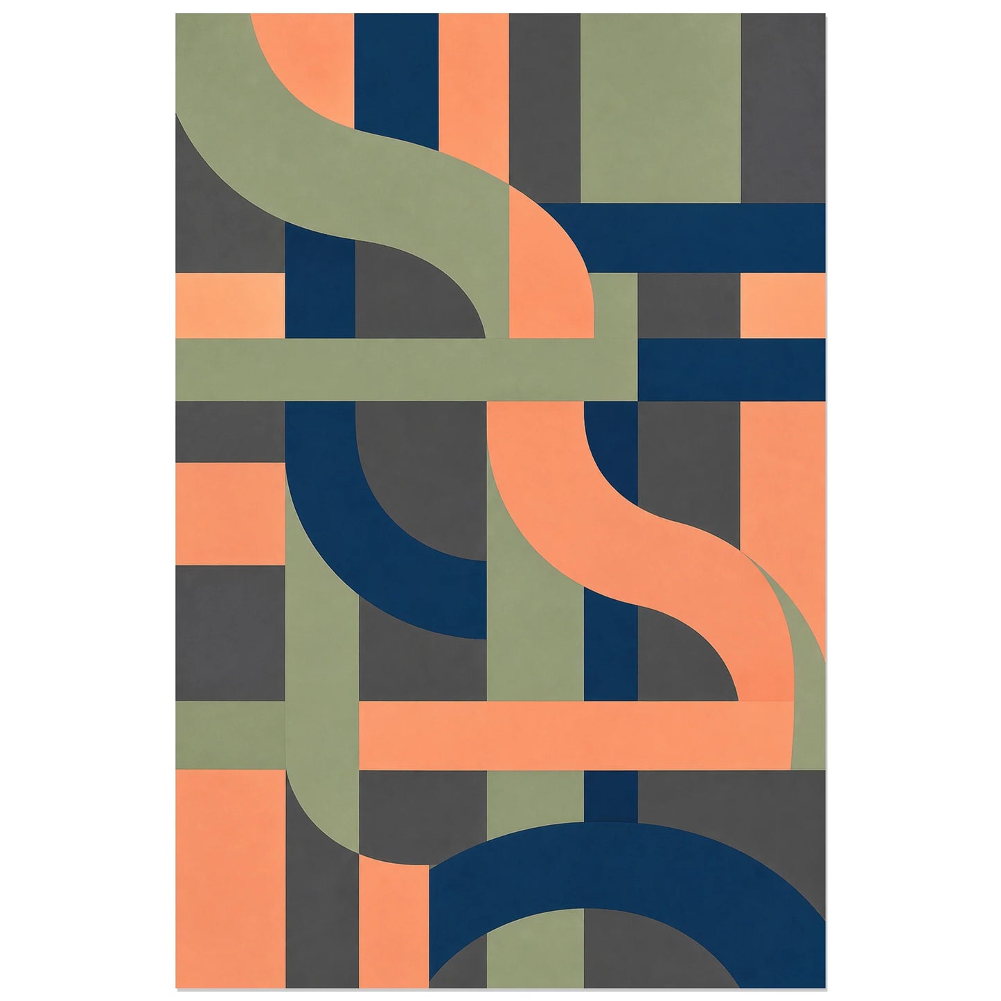 Affiche abstraite - Lignes tissées, abstraction textile geometrique verticale, format 60 × 90 cm